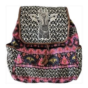 MOSSIMO SUPPLY CO Backpack Giraffe, Boho Pink & Black Multi Patterned
